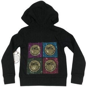 Love Me Sequin Patches Full Zip Sweater Hoodie 5 Girls Kids Cotton Sparkle